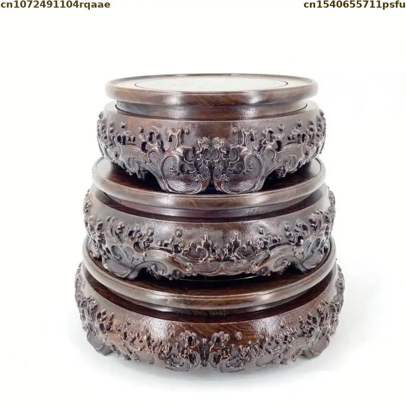 High Quality Redwood Coffee Tea Sets Pedestal Miniature Circular Wood Base Figurines Vase Flower Pot Sorting Table Display Stand