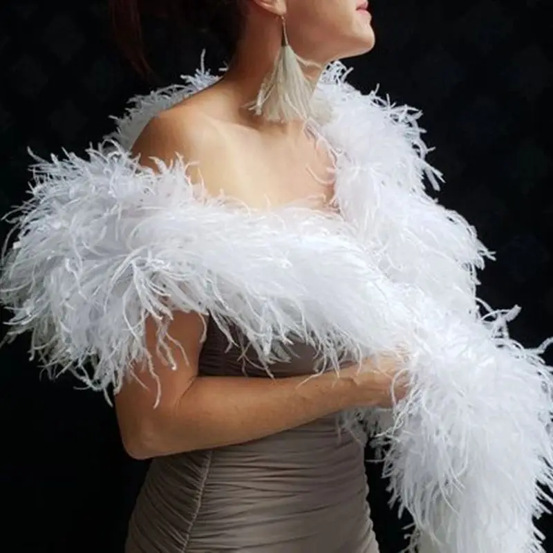 

8ply Ostrich Feather Boa Multi color Natural white Plumas Boa Shawl Ostrich Boas For Customized Wedding Dress Top Dcoration