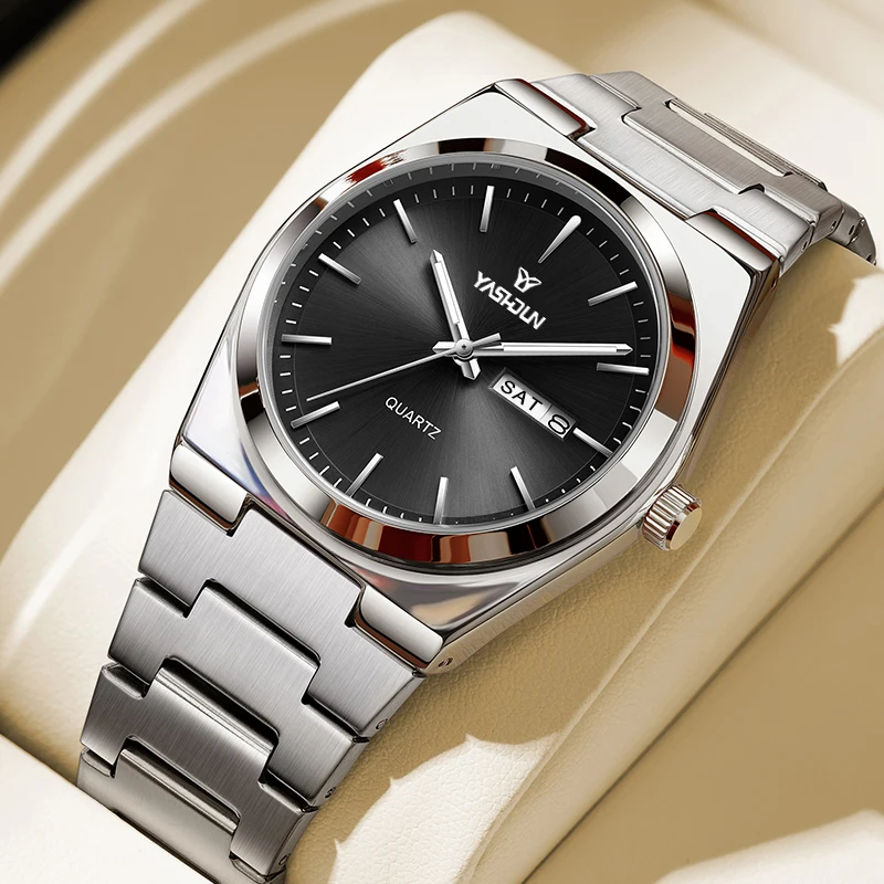 Top Brand Luxury Stainless Steel Quartz Watches for Mens Luminous Waterproof Date Week Display Mens Watch Relogio Masculino