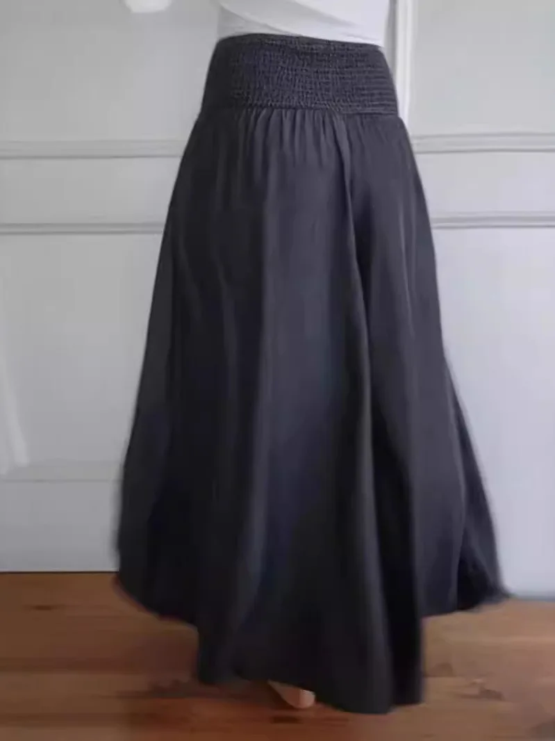 Faionable Pantalon décontracté à jambes larges Taille haute Polyester Jupe pour femme Taille haute PE Fibre de polyester Aucun marque enregistrée Trad...