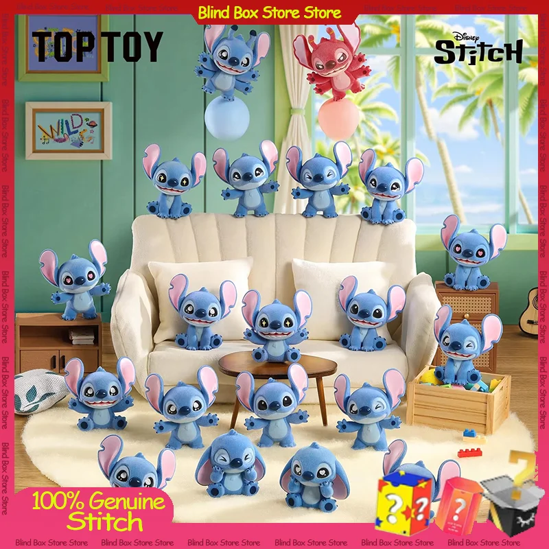 

New Genuine Stitch Mini Fluffy Series Blind Box Bag Mini Flocking Doll Cute Collection Desktop Ornament Fashion Trend Girls Gift