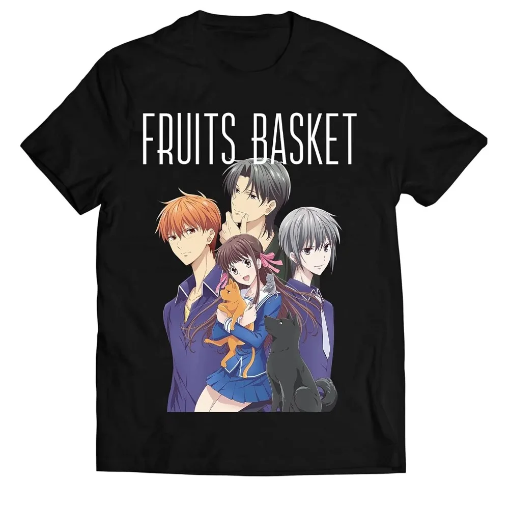Fruits Basket Shirt Vintage Washed Unisex Oversized Anime Streetwear Soft Cotton Short Sleeve Tee Gift Clothing Tops Hot Sale