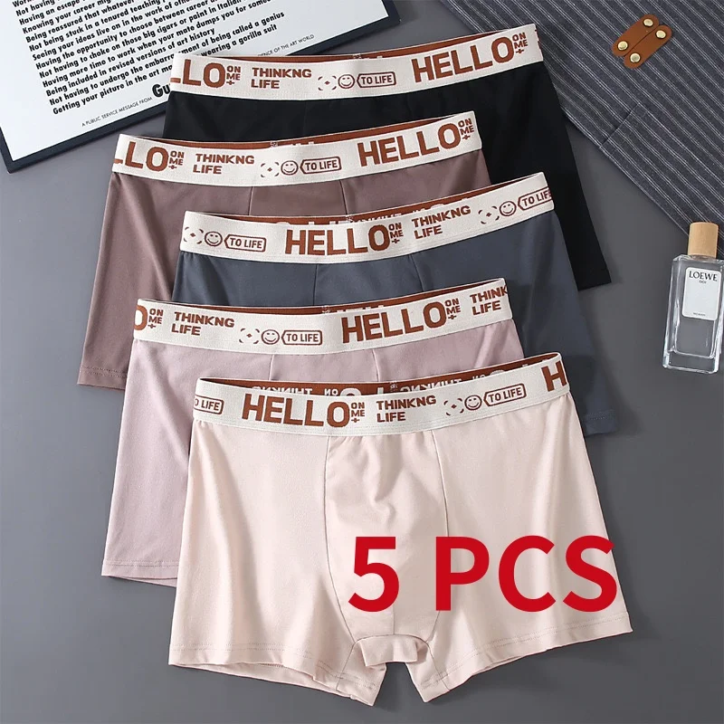 

5Pcs/Lot Men's Underwear Soft Milk Silk Underwear Breathable Seamless Shorts Comfortable Antibacterial Boxer Large Size XL-4XL