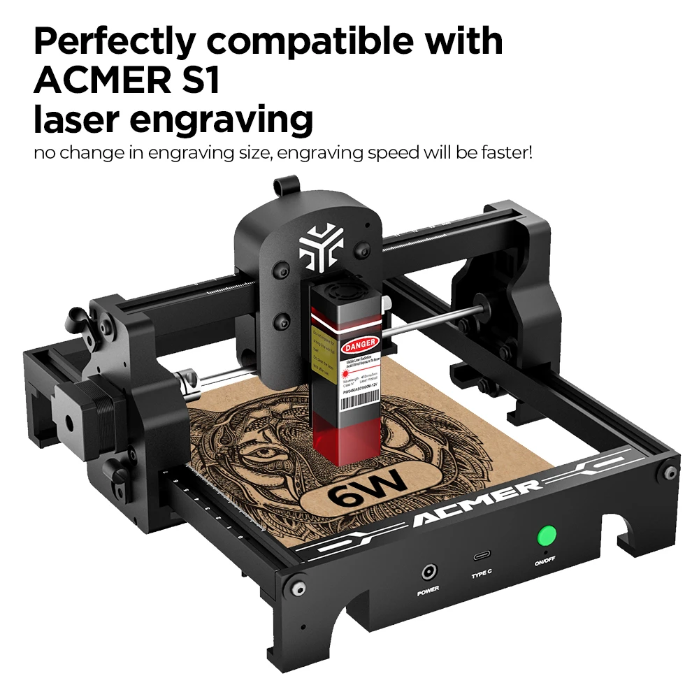 ACMER S1 6W 450±nm Laser Head For S1 Mini Laser Engraving Machine Laser Cutting Wood Acrylic Upgrade Laser Output Module Set