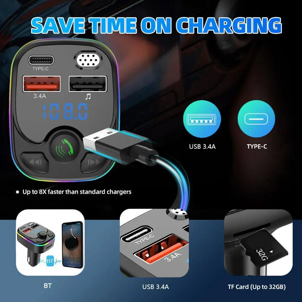 

12-24VSmall Simple And Stylish Car Hands-free Cross-border Car Mp3 Mobile Phones Tablets And Other Charging Car FM Plug-in Truck