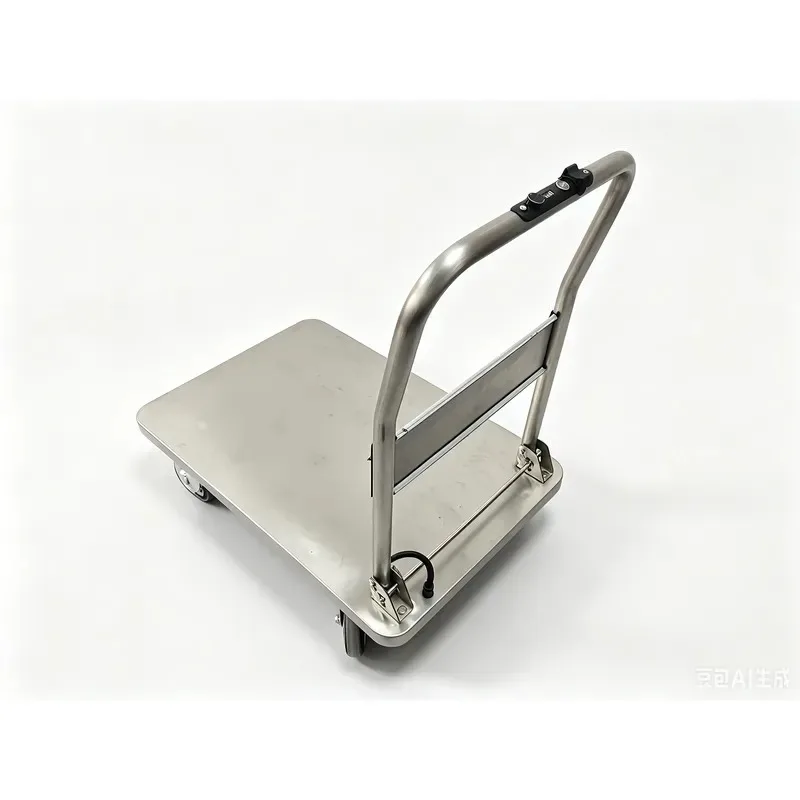 Electric Stainless Steel Folding Platform Trolley 300kg Load Capacity 4 Wheels Industrial Trolley