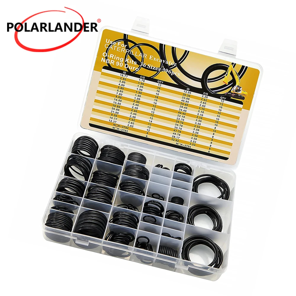 

396 шт., 90 комплектов нитриловых уплотнительных колец Duro — уплотнения гидравлического трубного насоса 36 размеров