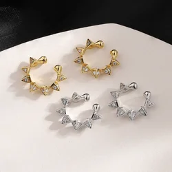 1 Pcs Zircon Punk Rivet Ear Clip Earrings for Women Girl Geometry Ear Cuff Party Fashion Gold Silver Color Jewelry Gifts