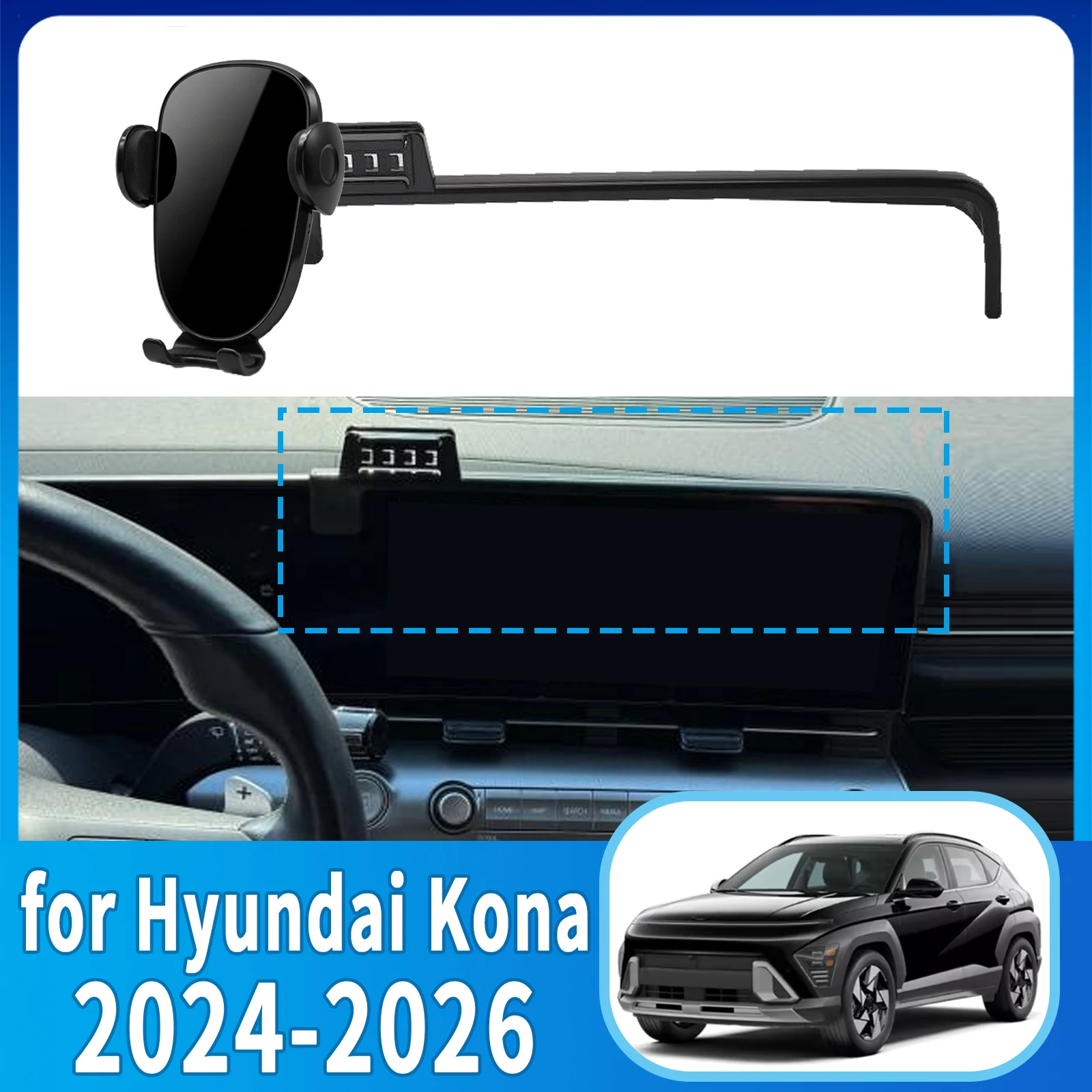 for Hyundai Kona 2024 2025 2026 Anti-Shake Screen Base Phone Holder Mount Stand Dedicated Car Accessories