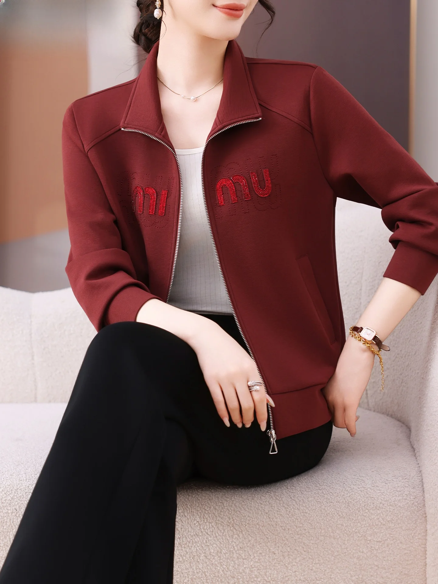 Casual Autumn Outfit Set for Middle-Aged Mothers 2025 New Sle Sportswear Two-Piece Set Women Spring Autumn Leisure Top
