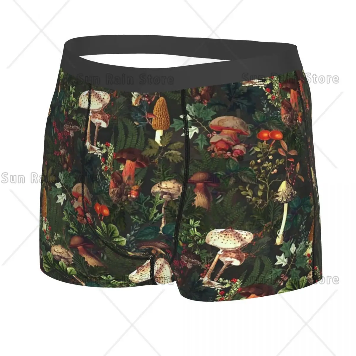 Male Fashion Vintage Night Mushrooms Underwear Botanical Forest Garden Boxer Briefs Men Stretch Shorts Panties Underpants