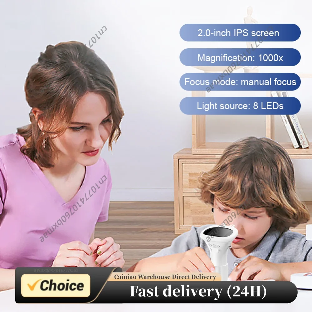 1000X Handheld Digital Microscope with 8 LED Light Lab Digital Microscopes Equipment Children Biological Insect Coin Magnifier