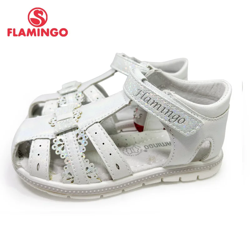 FLAMINGO Kids Sandals Double Hook&Loop Summer Sandals Cute Flower Print Arch Support Girls Toddler Sandals Children's Shoes