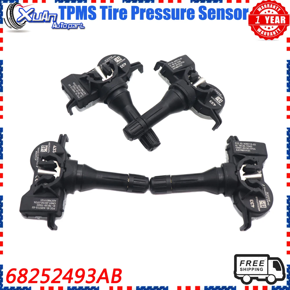 

XUAN 4pcs 68252493AB TPMS Tire Pressure Monitor Sensor For Jeep Renegade Grand Cherokee Dodge Durango Dart Chrysler Pacifica 200