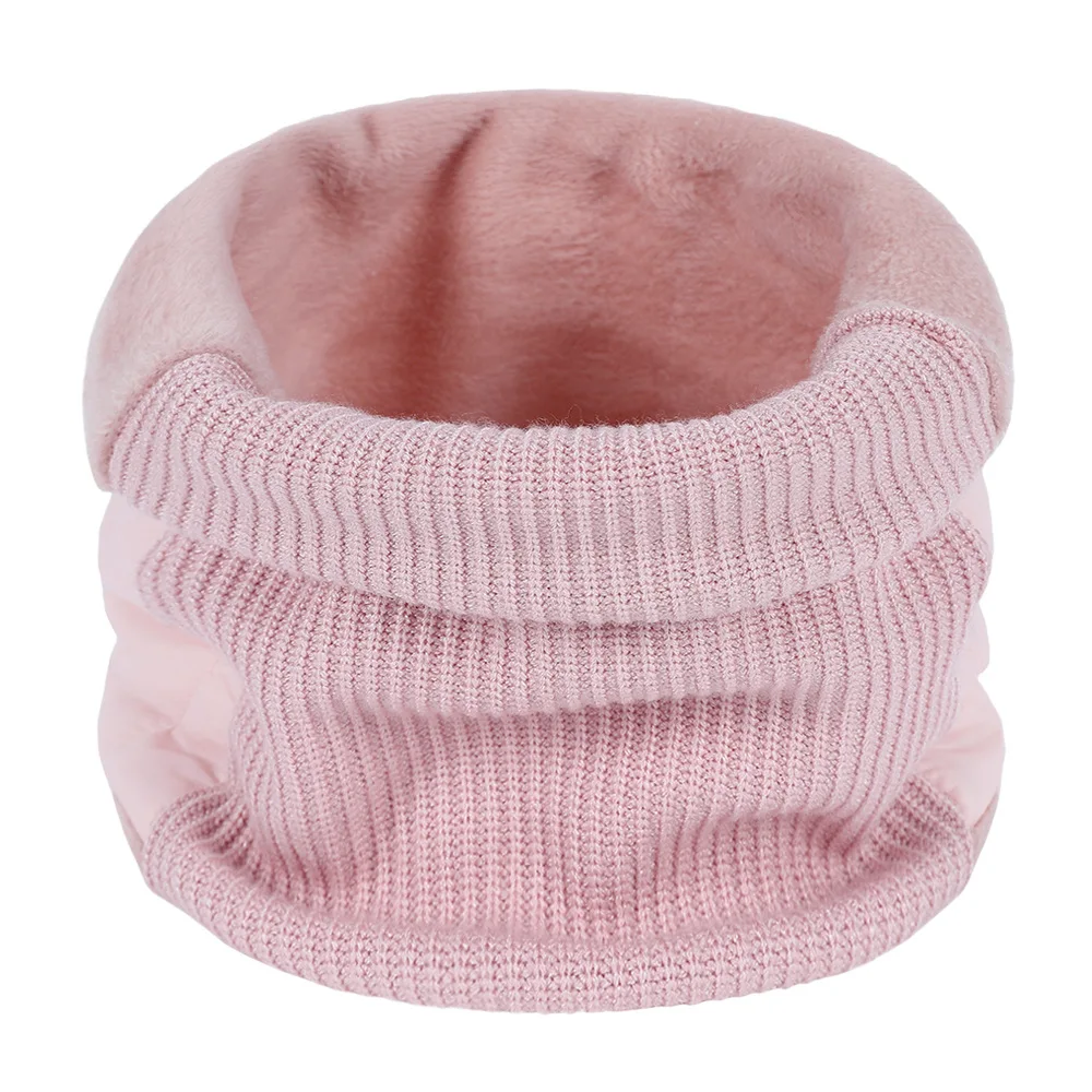 New Design Splicing Winter Knitted Unisex Warmth Scarf Ring Women Bandana Solid Scarf Fleece Headband Neck Shawl Windproof