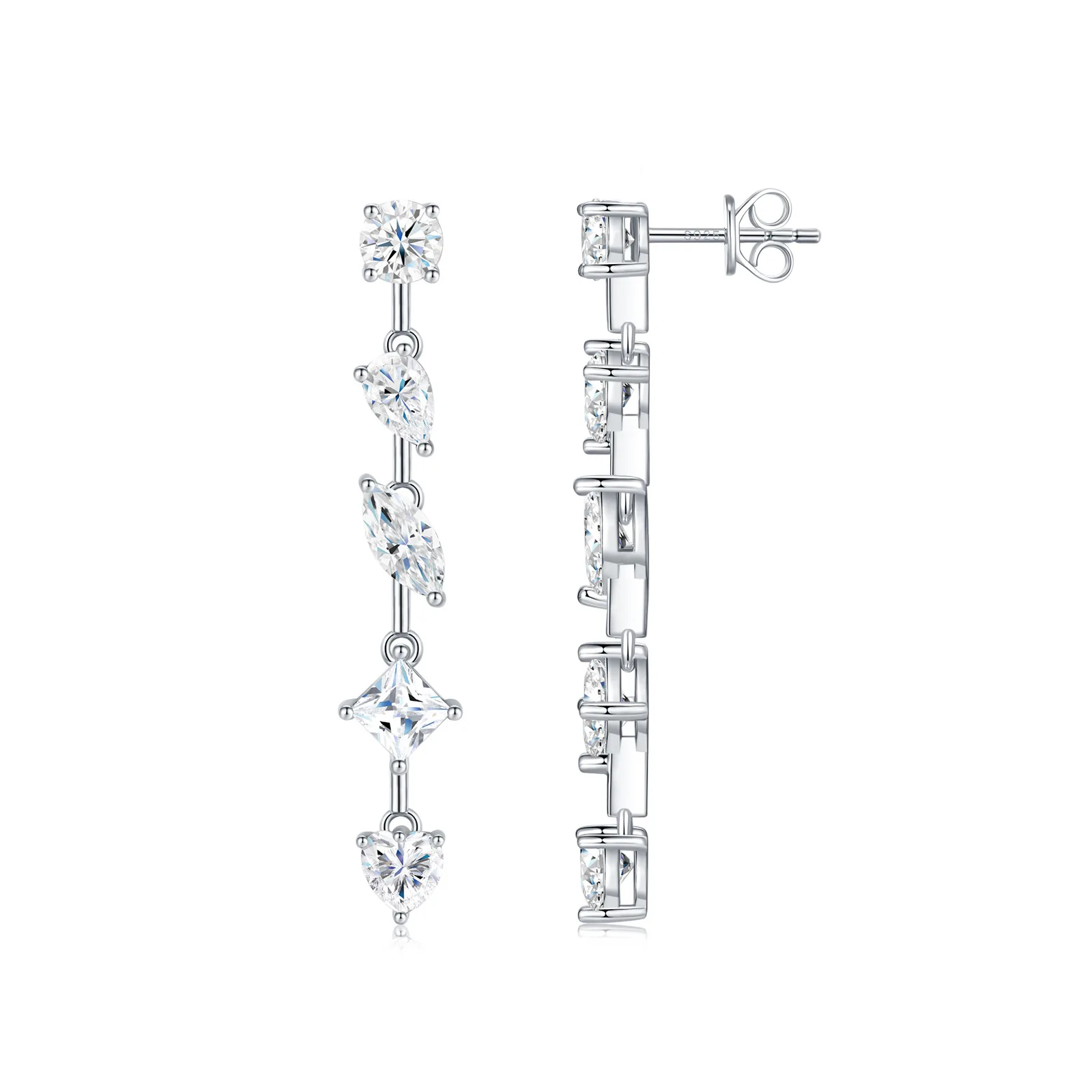 

D-Color Pear-Cut Moissanite Long Tassel Earrings, Platinum Plated S925 Sterling Silver, Exquisite Modern Jewelry for Women