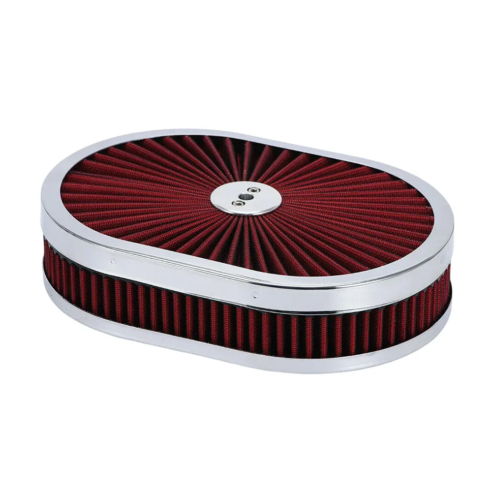 

1PC 12" x 2" Oval Air Filter & Air Flow Purifier for 5-1/8" Interface Auto Parts
