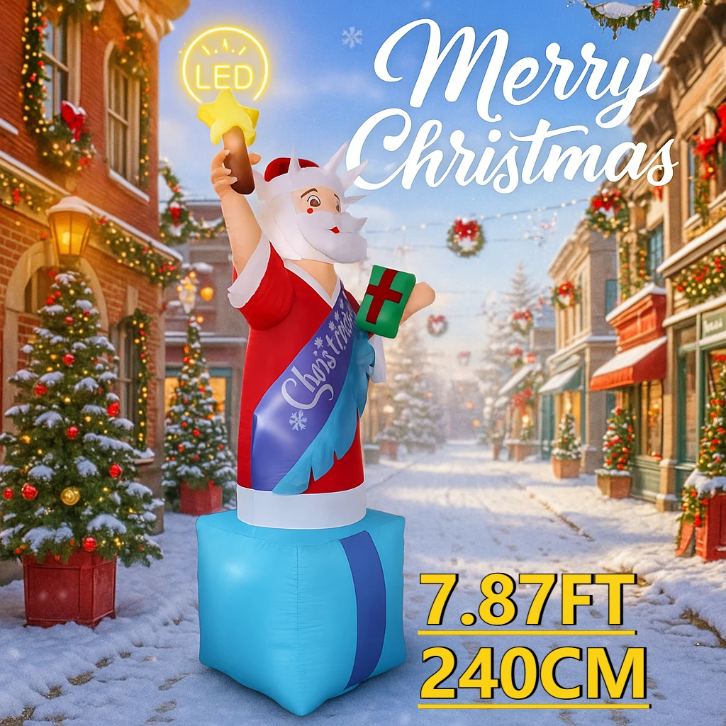 

7,8 фута рождественские надувные игрушки светодиодный Санта-Клаус украшения патриотическая статуя Санта-Клауса домашний декор украшения подарочные игрушки Рождественский декор двора