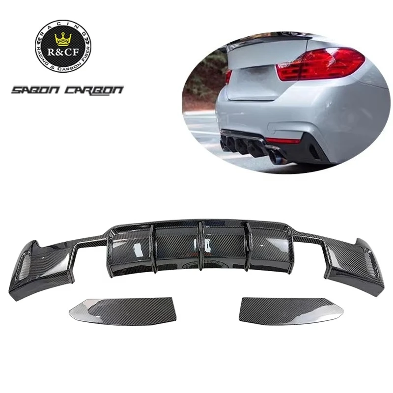 MAD Fang Style Carbon Fiber Rear Diffuser with Side Splitter for 2014+ For BMW F32 F36 435i/440i M Sport