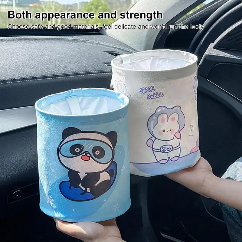 Auto Garbage Can Cute Leather Seat Back Car Trashcan Stain-Resistant Auto Seat Back Storage Pouch Reusable Car Trash Bin Small