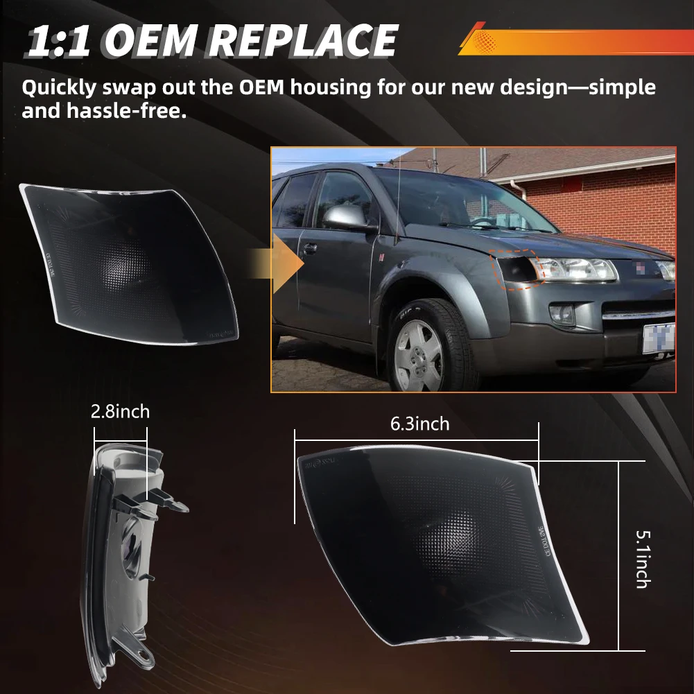 2X Front Corner Side Marker Light Turn Signal Light Parking Light Cover For Saturn Vue  2002 2003 2004 2005 & 2004-2005 No Bulb