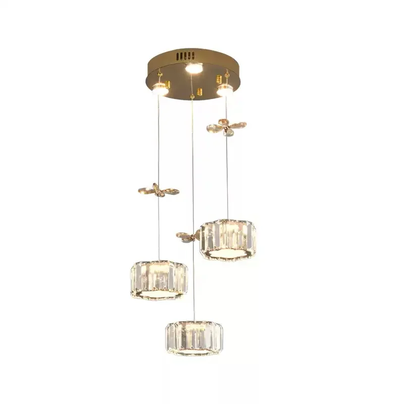 

Crystal living room villa chandelier light luxury French multi-head dining room bedroom one word Italian warm homestay dining