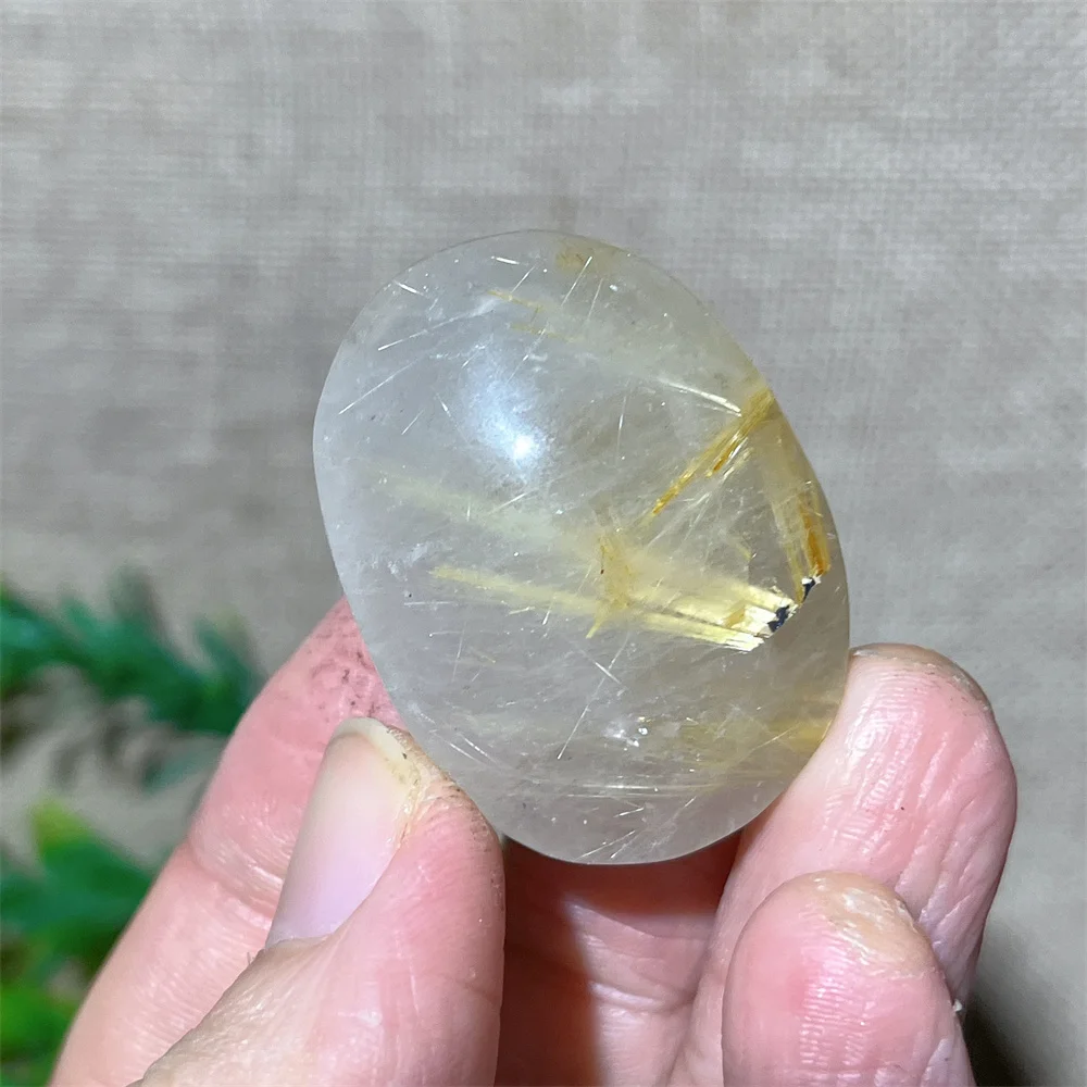 Crystal Natural Gold Rutile Palm Mini Quartz Beauty Specimen Spiritual Reiki Minerals Healing Stripe Home Decoration