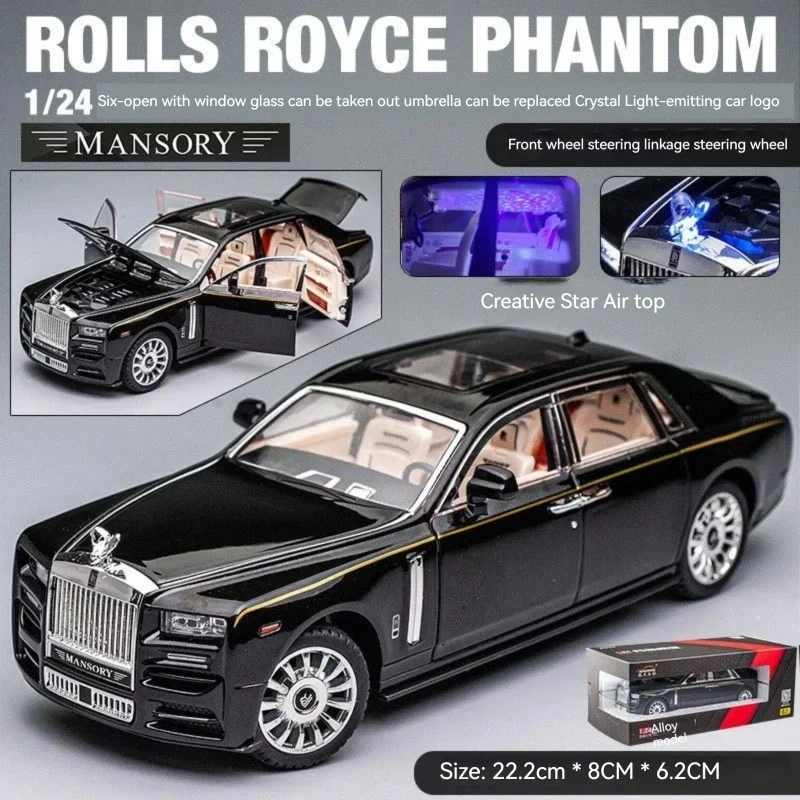 

Car Model Alloy Simulation Rolls&Royce Starlight Headliner Phantom,Dawn,Cullinan,Luxury Car Model Decoration Children's Toy Gift