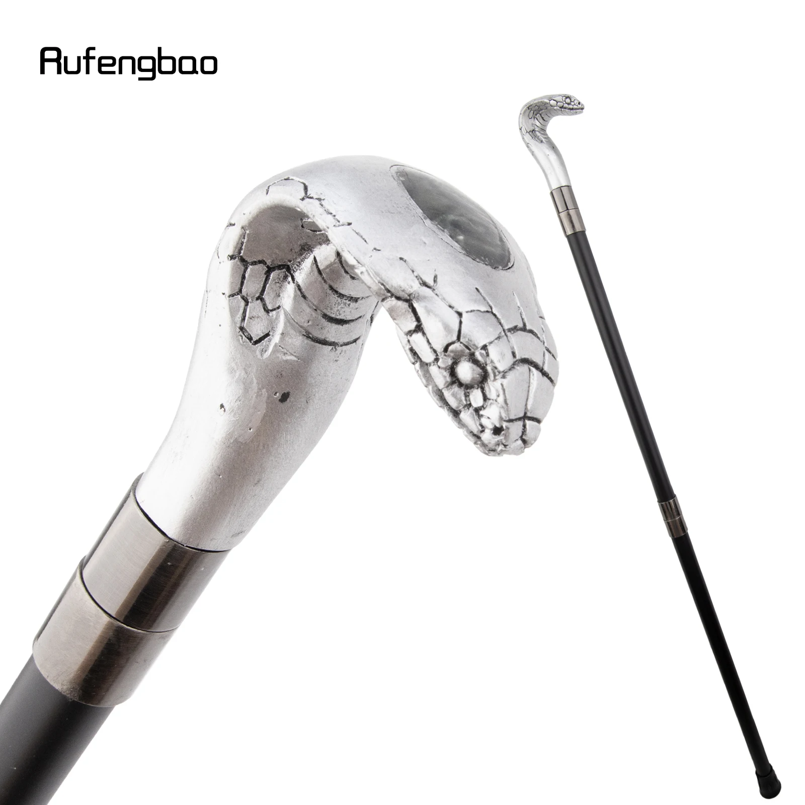 

White Resin Snake Cobra Head Walking Cane Fashion Decorative Stick Cosplay Cane Knob Crosier Performance Stage Cane 95cm