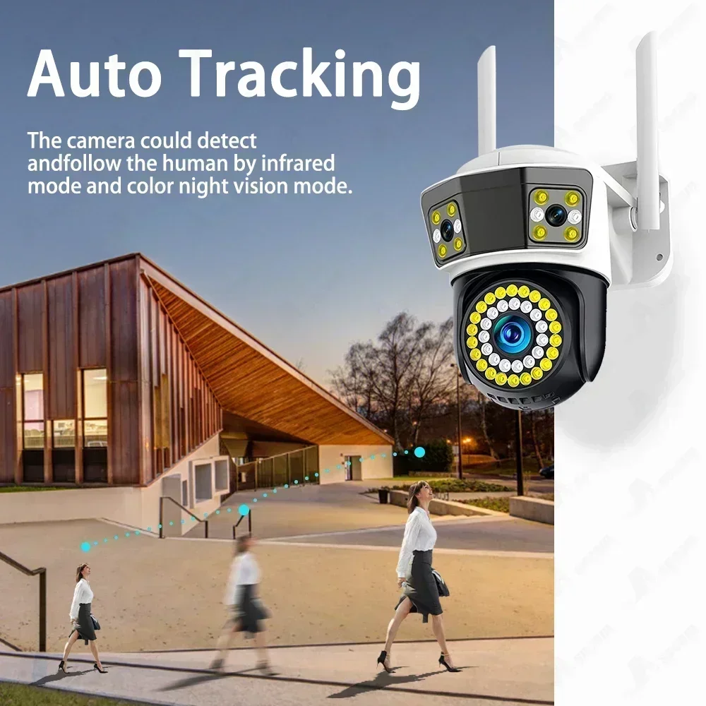 12MP 6K WIFI IP Outdoor Kamera Auto Tracking PTZ Video Überwachung Kamera Drei Objektiv Drei Bildschirm Wasserdichte Sicherheit system