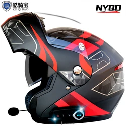 New Flip Up Motorcycle Helmet Anti-fog Dual Lens With Integrated Bluetooth Electric Motorcycle Helmet KUQIBAO Casco Moto
