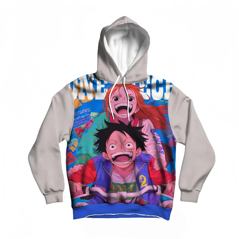 Masculino outono inverno uma peça hoodie luffy & nami personagem impressão de alta definição anime design pulôver quente para diário & cosplay