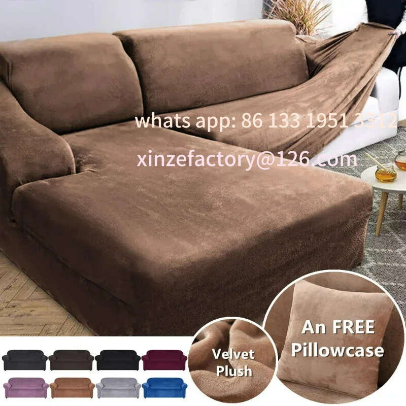 

Customizable Velvet Sofa Cover Thick Elastic 1/2/3/4 Seater Sofa Cover for Living Room