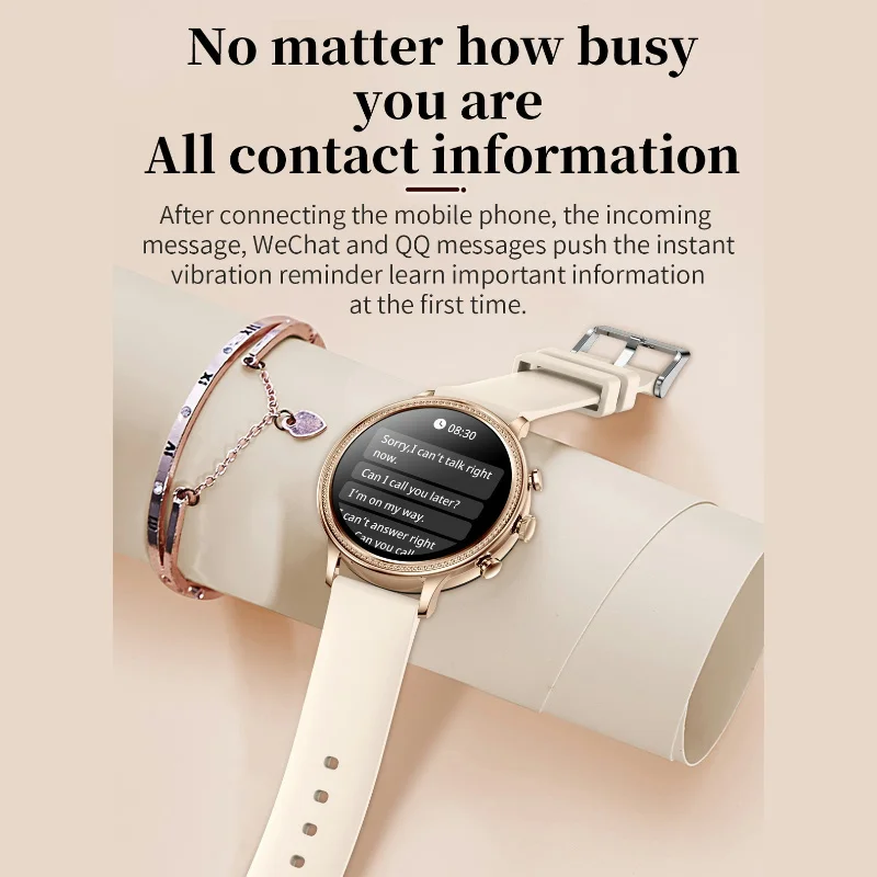 Ladies\' Smartwatch V60 with Android and IOS Bluetooth Watch Period Recording Multiple Sports Modes Bluetooth Calls 2 Strap