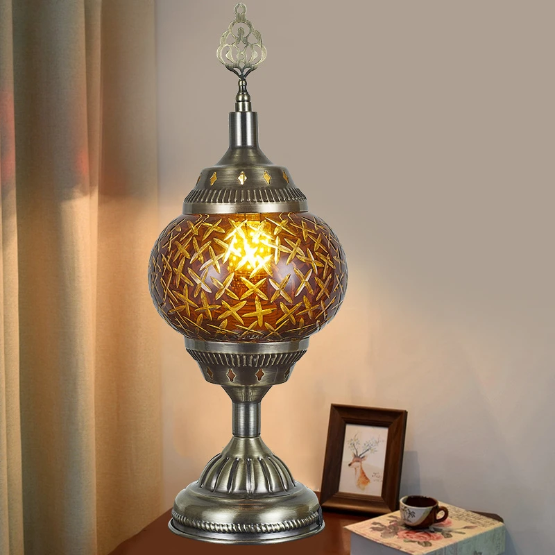 Vintage Handmade Mosaic Lampshade Turkish Moroccan Bohemian Style Table Lamp