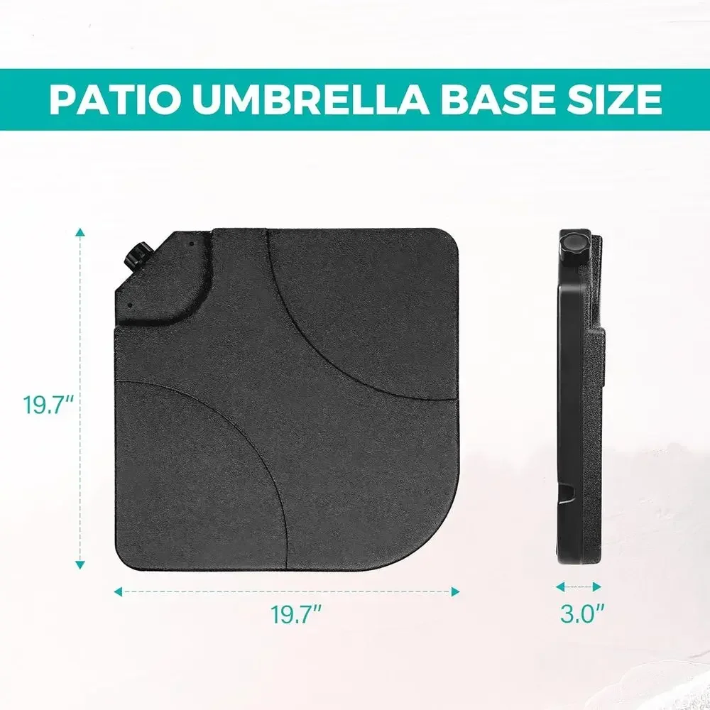 Heavy-Duty 176lb Square Cantilever Offset Patio Umbrella Base with Water/Sand Fill Option, Black