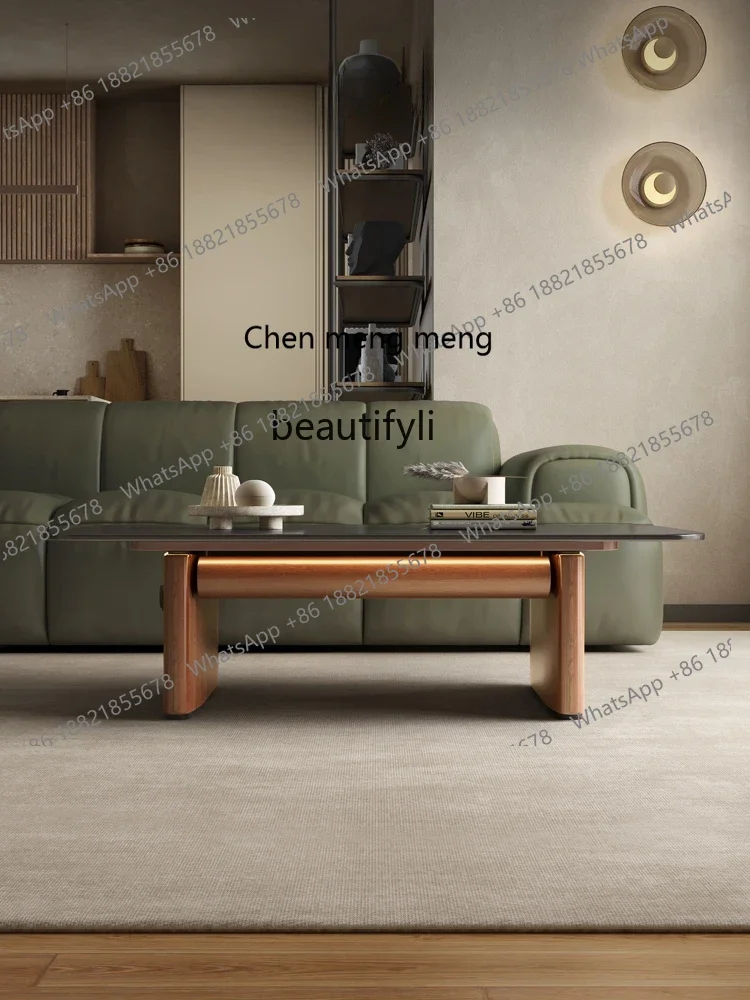 Mesa de centro multifuncional para sala de estar, mesa baja de estilo japonés para el hogar, mesa de té, chapa de Juglans Regia