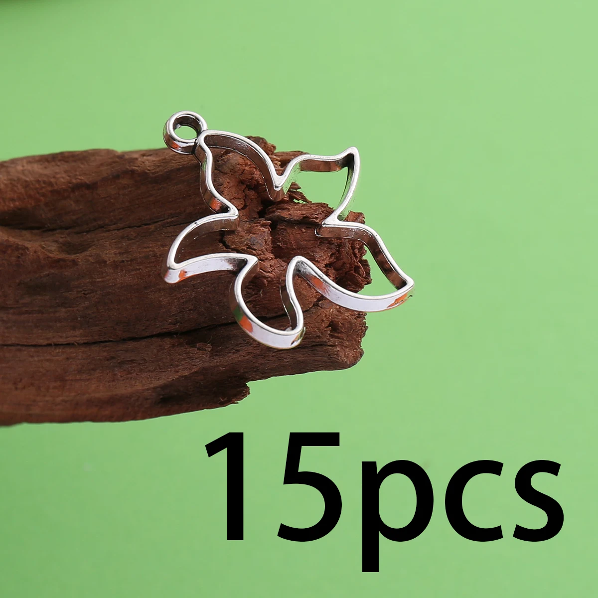 15-Piece Set of Hollow Flower Border Charms, Simple Hollow Five-Petal Flower Mini Pendants, Suitable for DIY Bracelets, Necklaces, and Earrings, Fresh Floral Handmade Beaded Jewelry Accessories