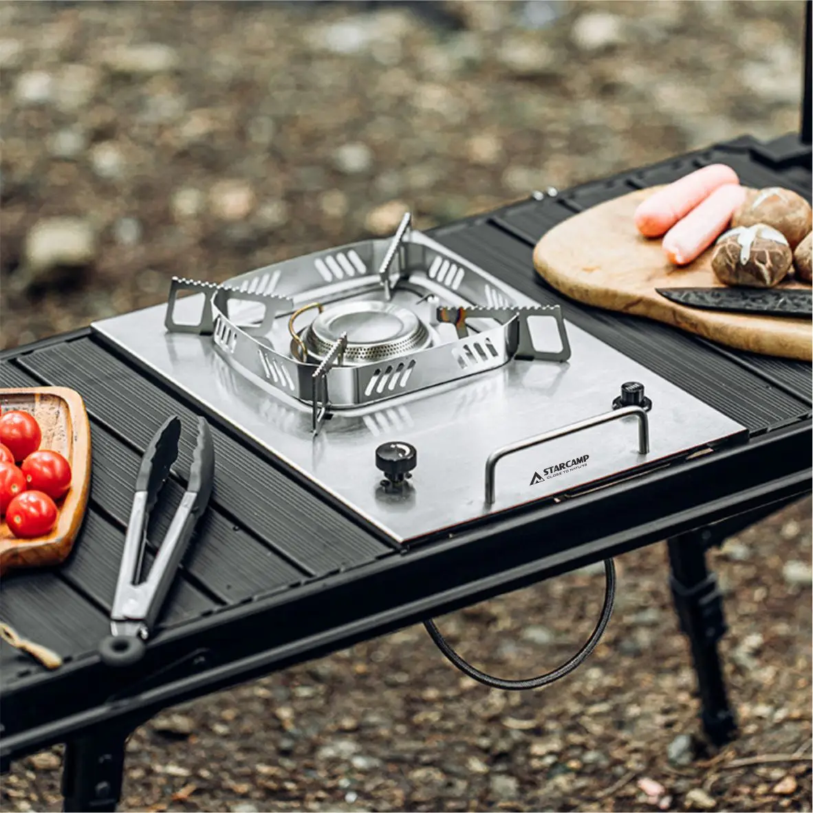 STARCAMP 4500W IGT przenośna zewnętrzna kuchenka gazowa na kemping ze stali nierdzewnej wiatroszczelna automatyczna składana na paliwo propan-butan