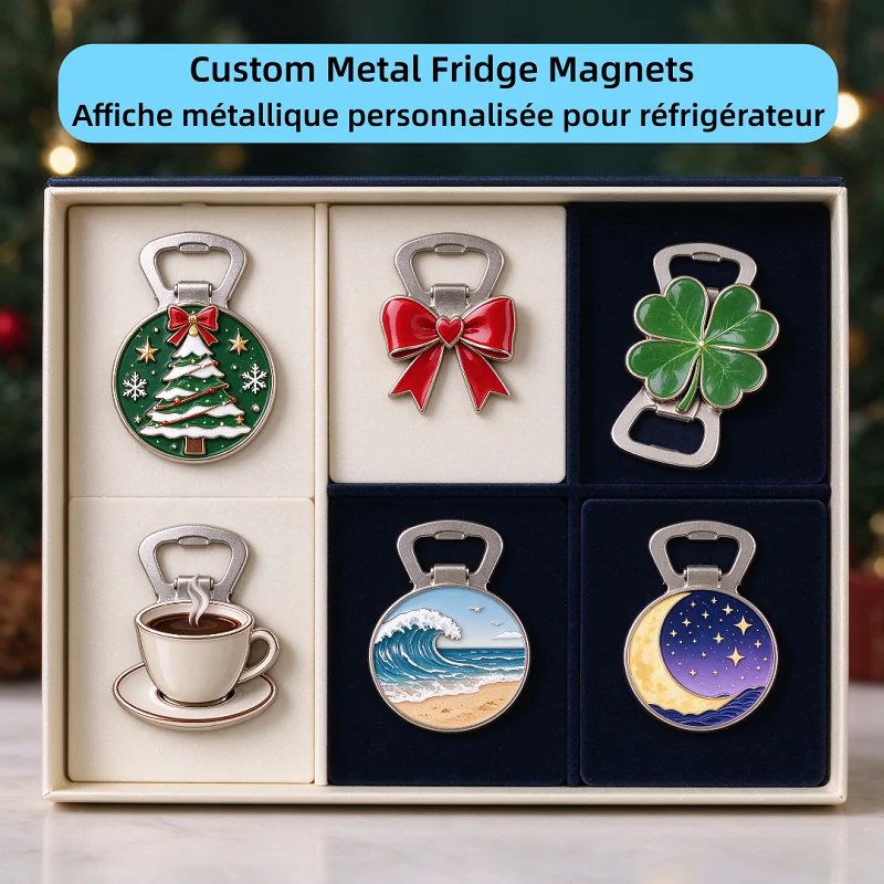 Refrigerator Sticker Custom Stainless Steel Zinc Alloy Beer Bottle Opener Factory Price For Tourist Souvenir Metal Fridge Magnet