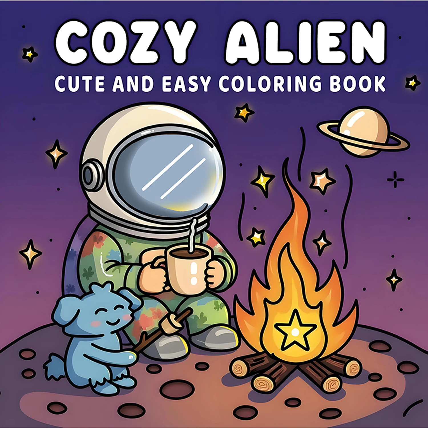 

COZY ALIEN Coloring Book for Adults Featuring Cartoon Bold-easy Patterns for Relaxation Kids DIY Painting Drawing Books