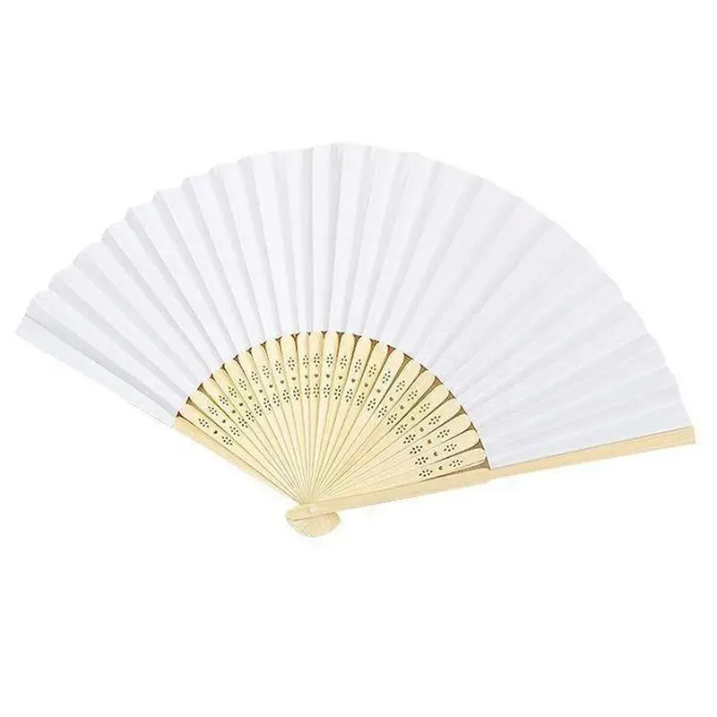 Portable Paper Folding Hand Fans Bamboo Ribs Foldable Handheld Fans For Wedding Party Favors Summer Cooling Crafts Projects