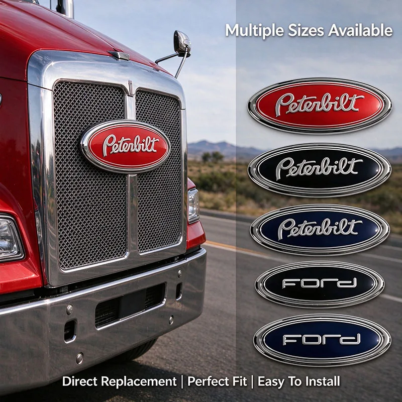Ford Car Front Grille Rear Trunk Hood Lid Peterbilt Logo Stickers for Focus Mondeo Fiesta Kuga Everest Escape Ranger Hub Caps