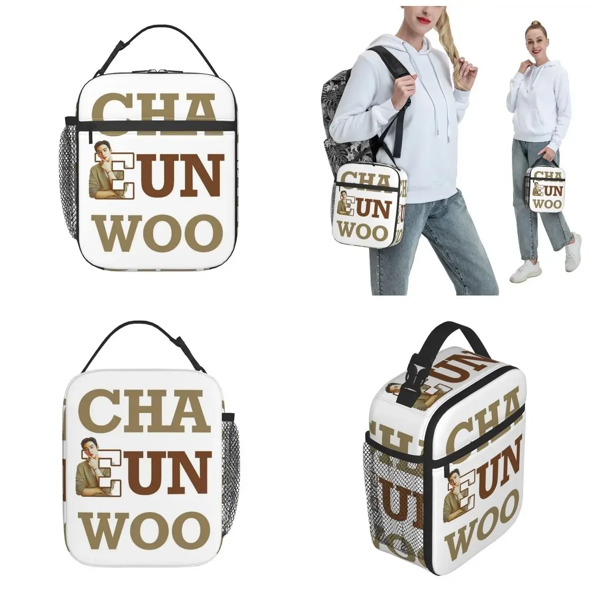 Cha Eun Woo Idol Fans Singer Actor Insulated Lunch Bag Food Bag Portable Thermal Cooler Lunch Boxes For Work