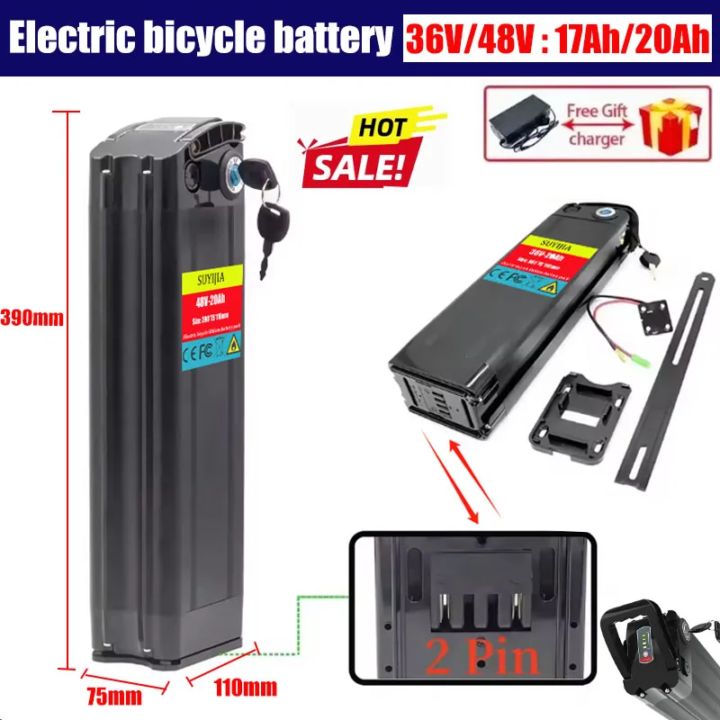 

36V 48V 20Ah Battery 18650 Lithium Rechargeable Battery Built-in Bms for Silverfish 250W-750W Bafang Motor Kit with Charger