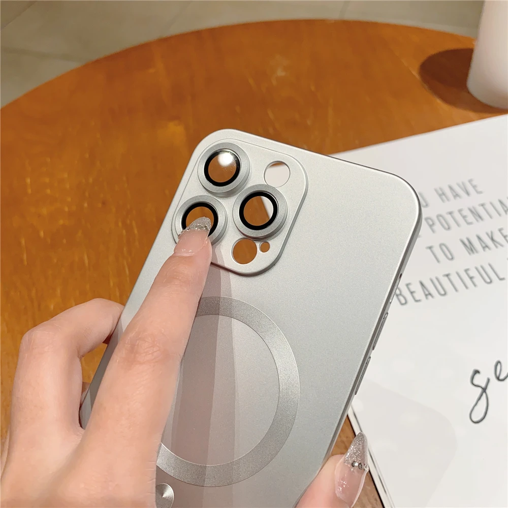 Magsafe-funda de teléfono suave para iPhone 15 Pro Max 14 13 12 Mini 11 XR XS X 7 8 Plus, cubierta de protección de lente de vidrio de carga inalámbrica