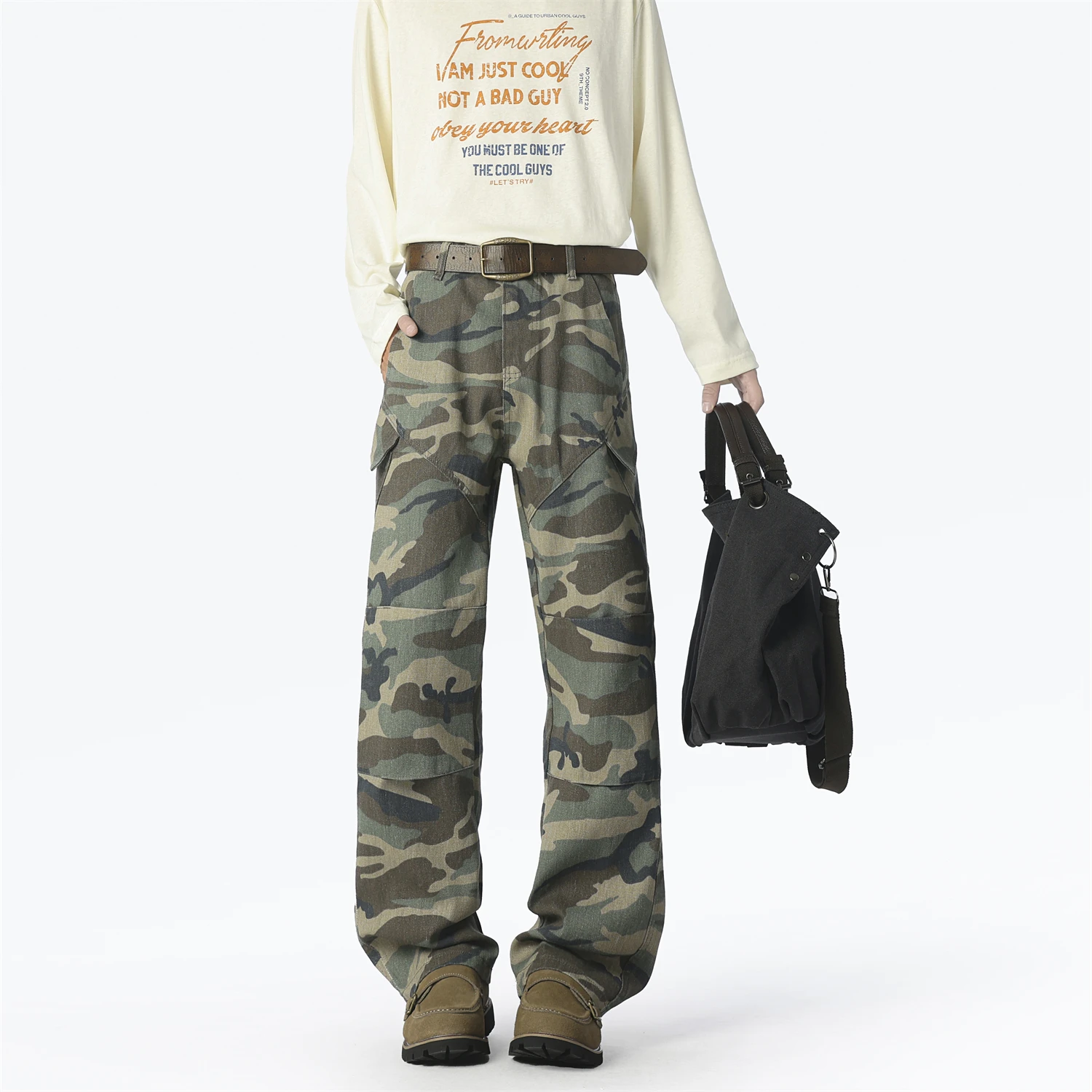 

LAPPSTER New Streetwear Loose Camo Jeans Men Korean Style Fashion Loose Straight Wide Leg Pants Men's Brand Clothing Streetwear