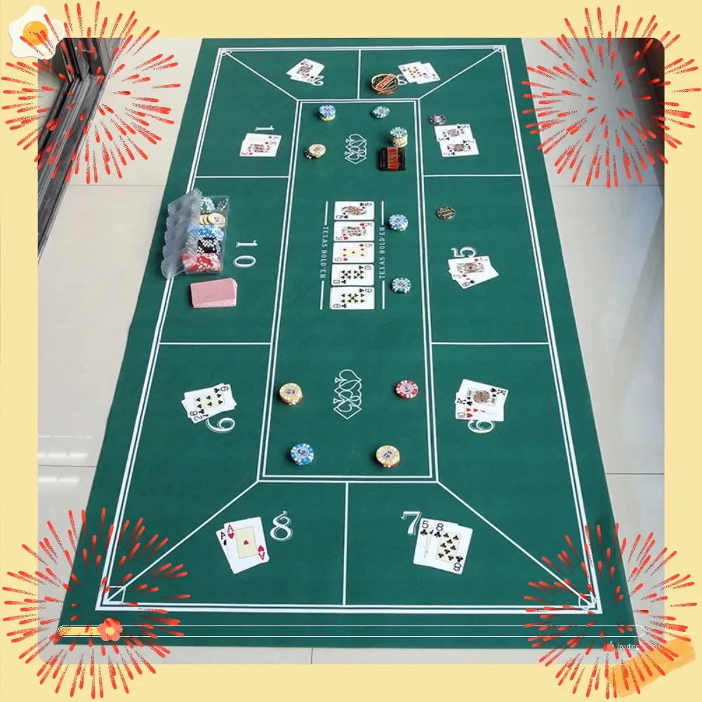 Taplak Meja Poker Texas Hold 'em 1.8X0.9M Taplak Meja Mewah Kain Bukan Tenunan Alas Permainan Papan Kasino Alas Meja Permainan Rumah