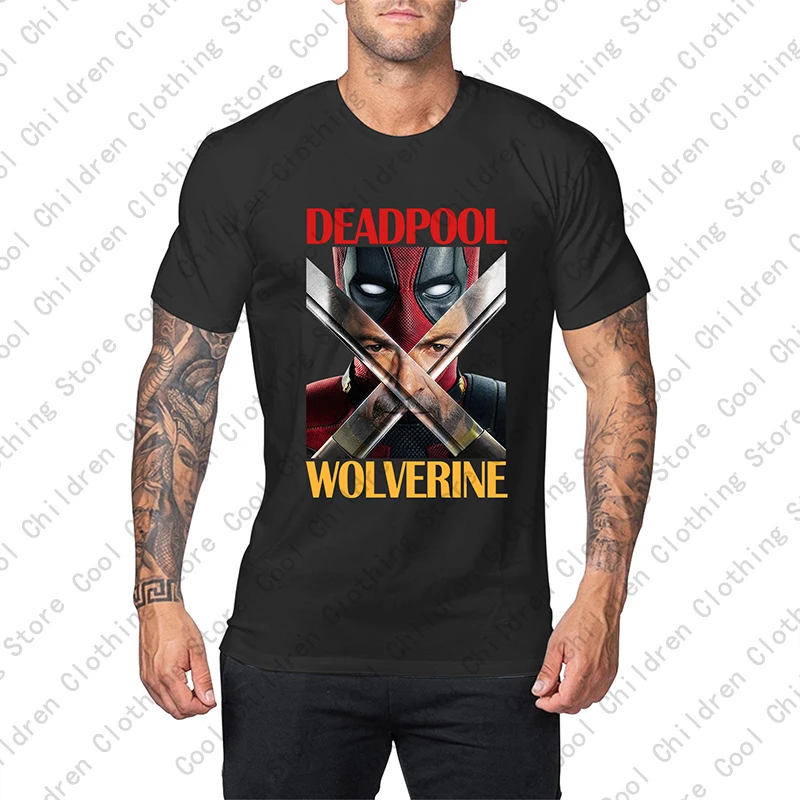 Double King D Deadpools & Wolverin Graphic Print Tshirt Summer Men Vintage Casual T-shirt Male Fashion Oversized Streetwear