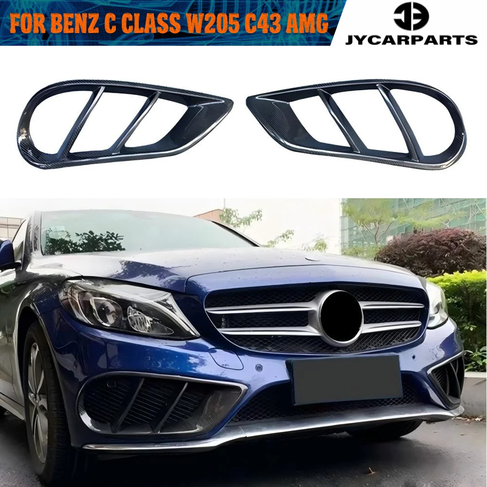 Front Bumper Air Vent Cover Foglamp Trim Mesh Grill Frame for Benz C Class W205 C43 AMG C180 C200 Sport 2015-2019 Carbon Styling